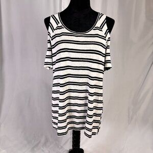 Sanctuary Womens Cold Shoulder Striped Top Black & White Size M Lightweight & So